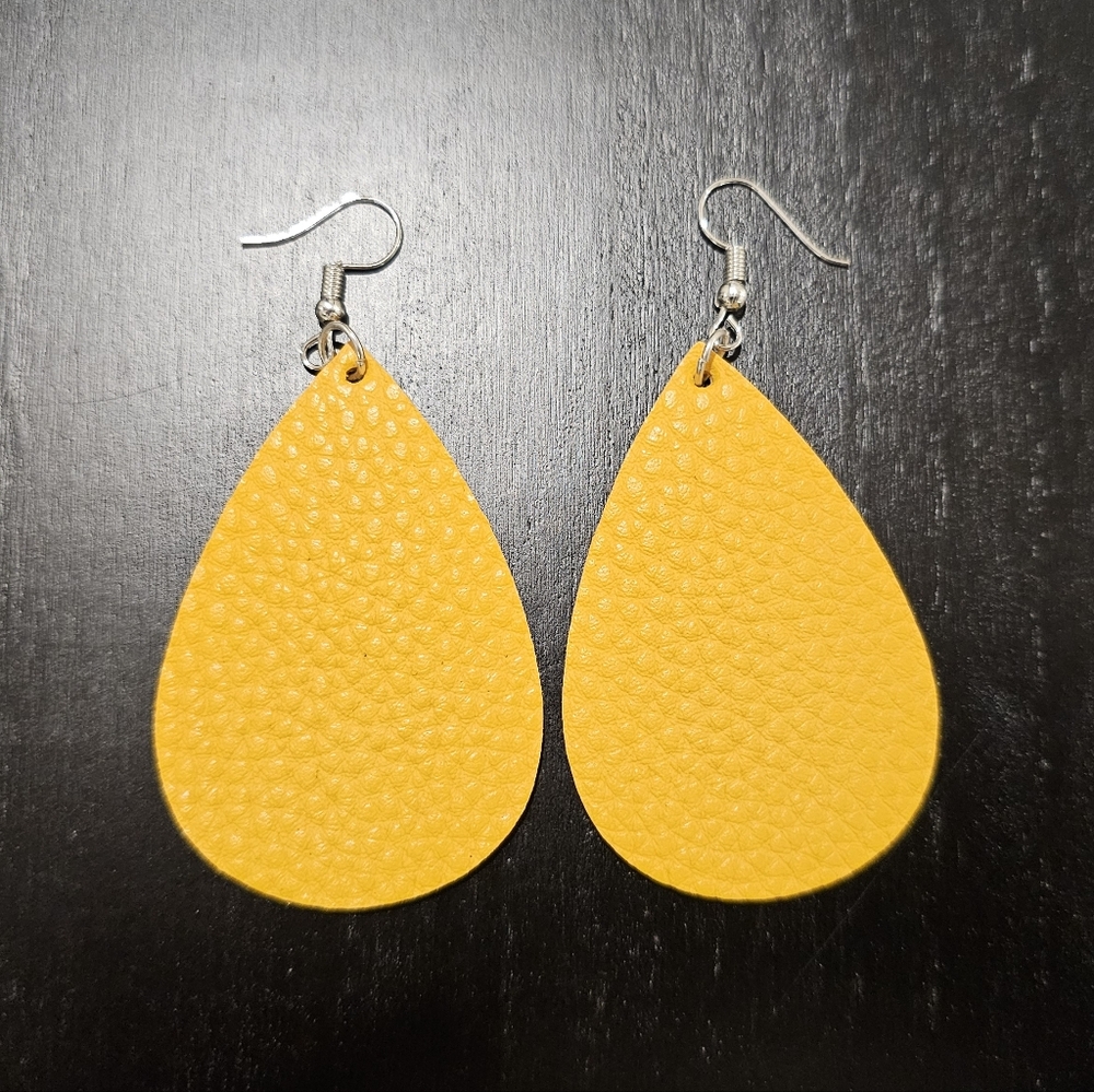 Yellow Leather Earrings
